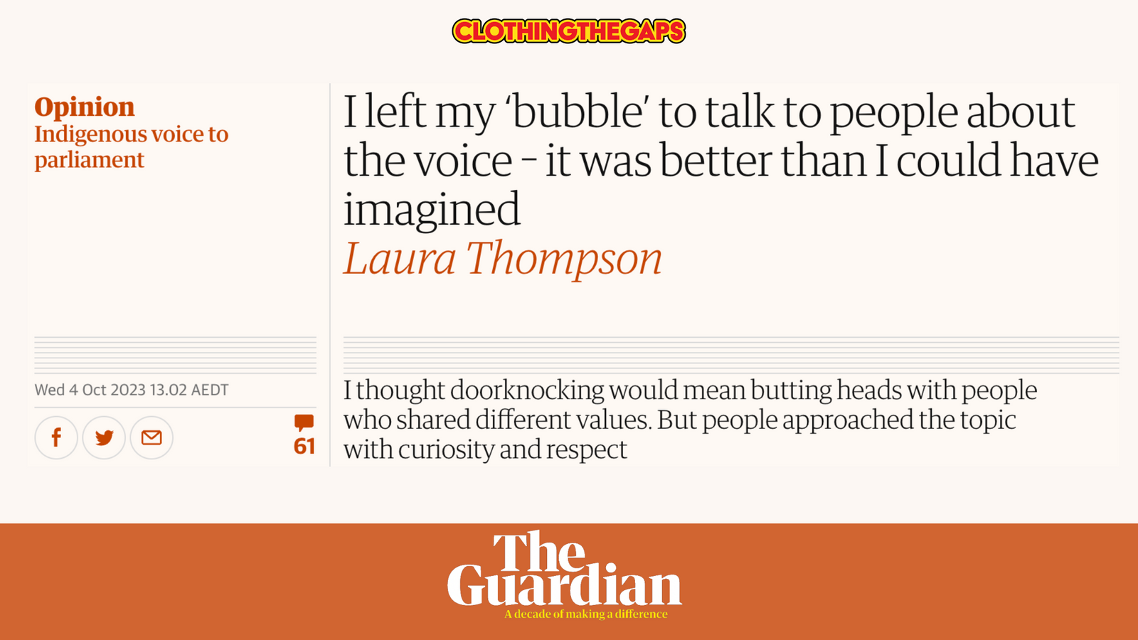 What happened when I went door knocking for 'Yes'