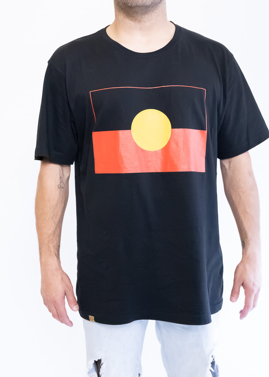 Aboriginal Flag Clothing The Gaps Black tee Blak Loud and Proud NAIDOC