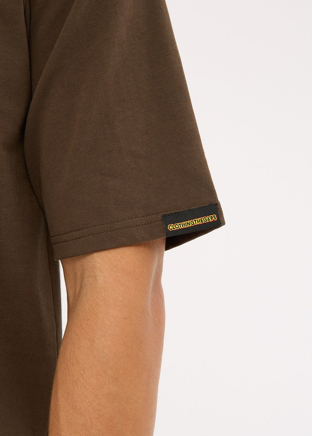 Clothing The Gaps Icon Tee Brown t-shirt with a brand label on a white background