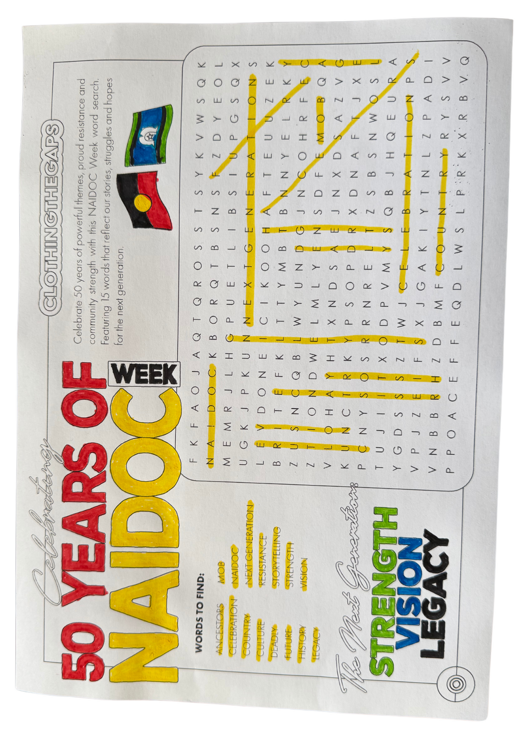 NAIDOC 'Strength, Vision, Legacy'  DIGITAL DOWNLOAD - Word Search