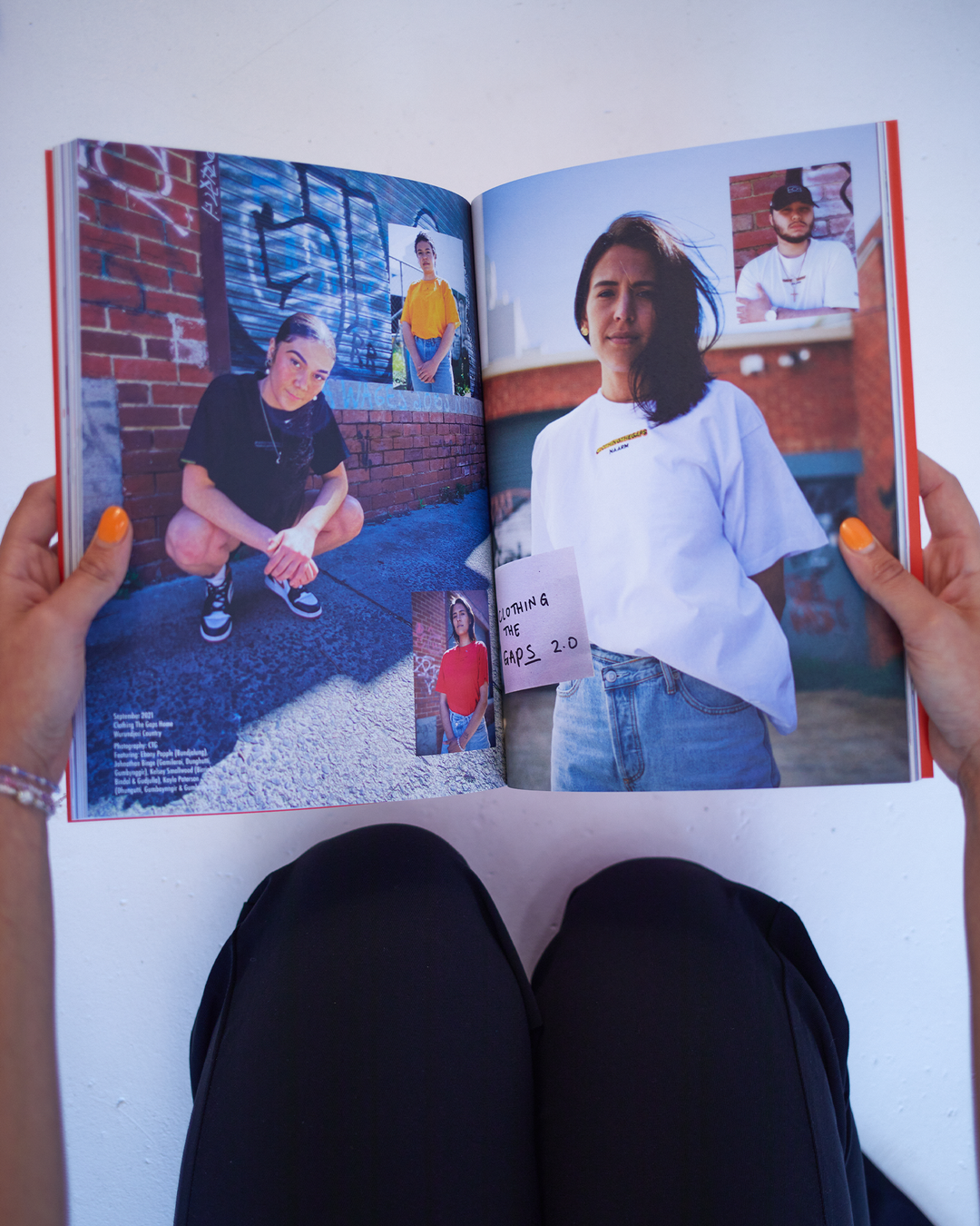 Clothing The Gaps. Self-Published Book DIGITAL DOWNLOAD. This book is a legacy piece – it allows us to reflect on our feelings, struggles, opinions and visions for the future. Containing many old pictures from photo shoots and shares the Clothing the gaps history. 
