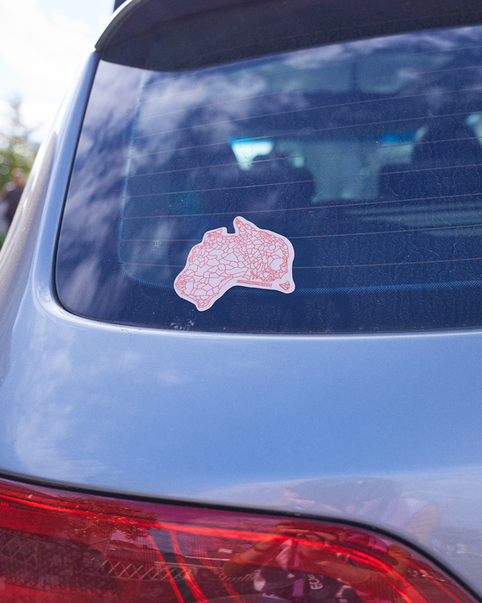 Clothing The Gaps. Honour Country Sticker Sheets. Includes 5 stickers. Honouring Country acknowledgment sticker with white text on a black background.Decolonised Map Map of Australia showing all is 260+ First Nation groups, black coloured background with white outline. Coloured Aboriginal Flag sticker. Blak Luv Sticker 3 hearts Black, yellow and red with white outline. Empty Flag Sticker white outline of aboriginal flag on black background.