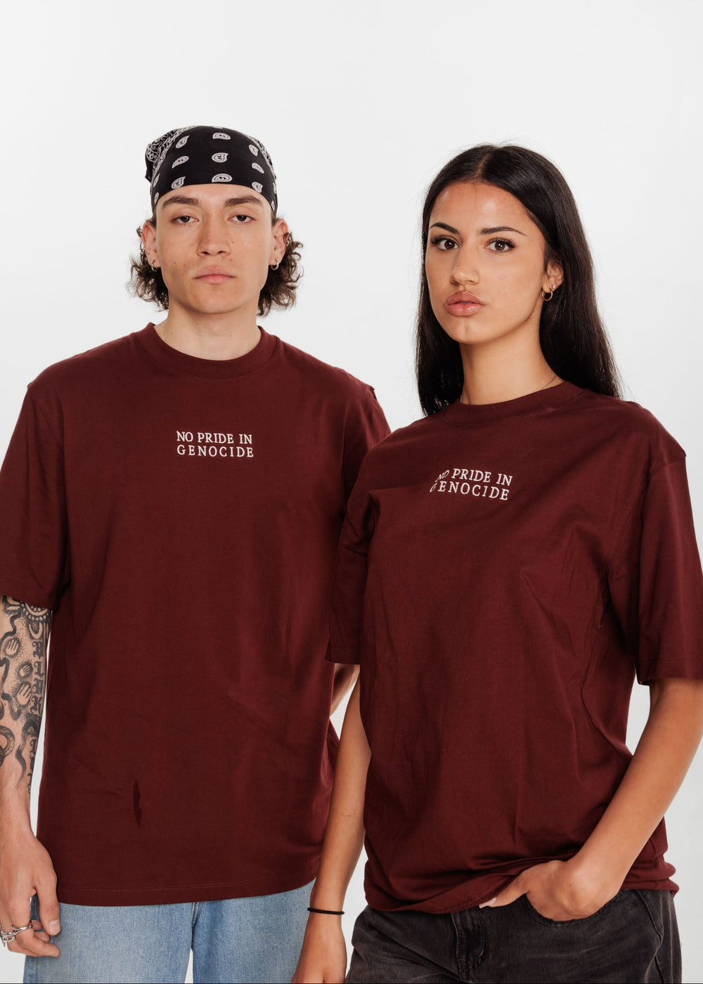 No Pride In Genocide Tee - Burgundy