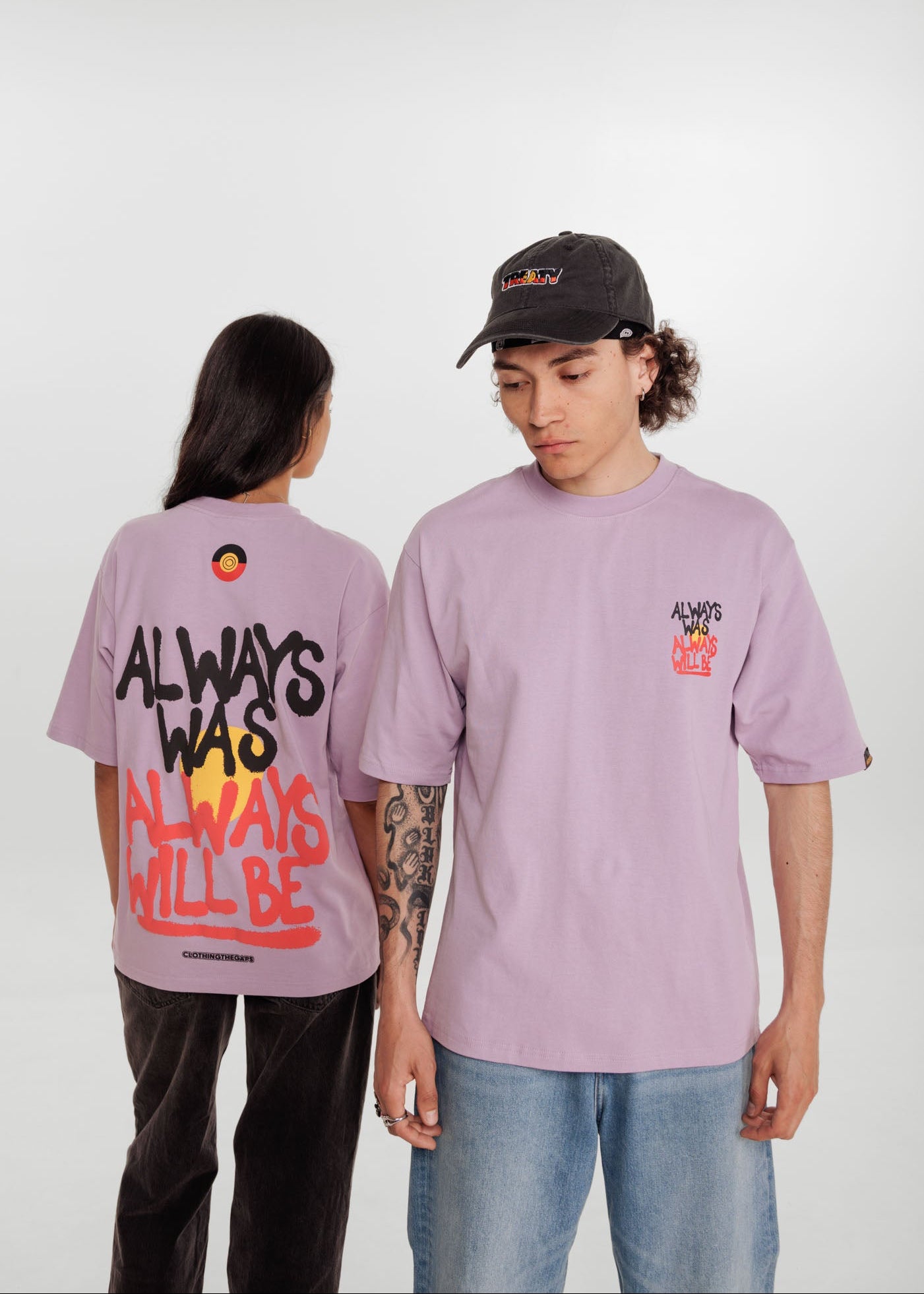 Always Was Always Will Be Resistance tee in lilac. Clothing The Gaps.