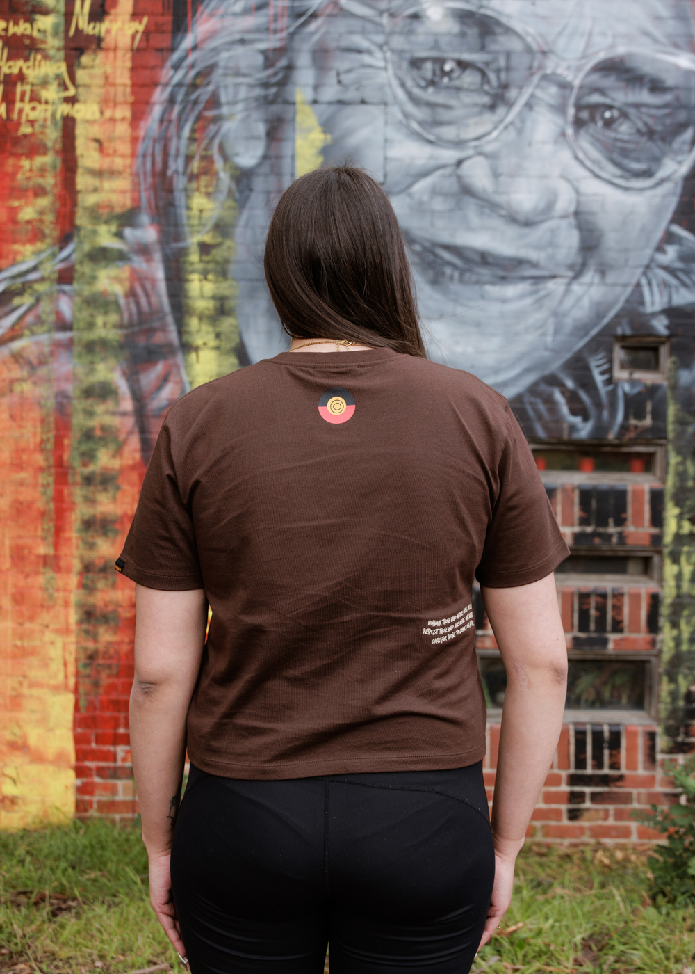 Bunjil Boxy Crop Tee - Brown