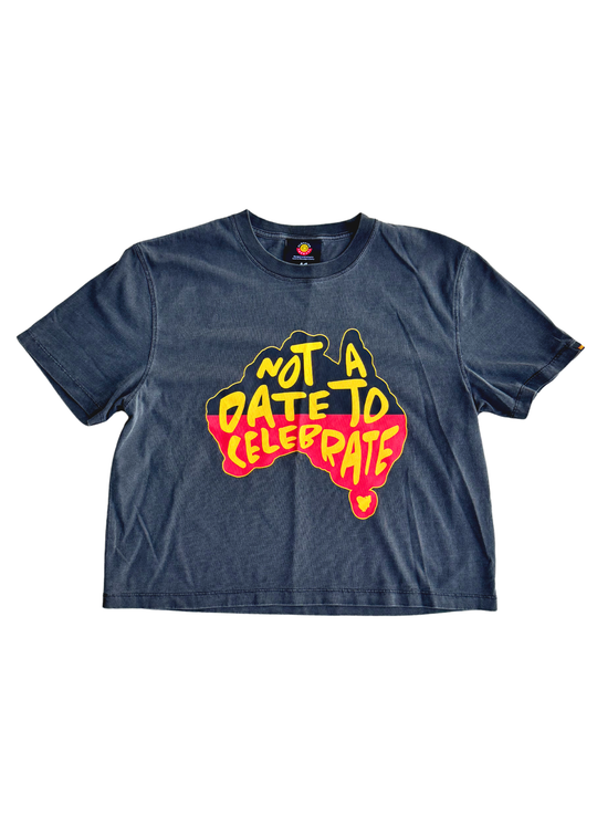 Not A Date To Celebrate Boxy Crop Tee - Vintage Black