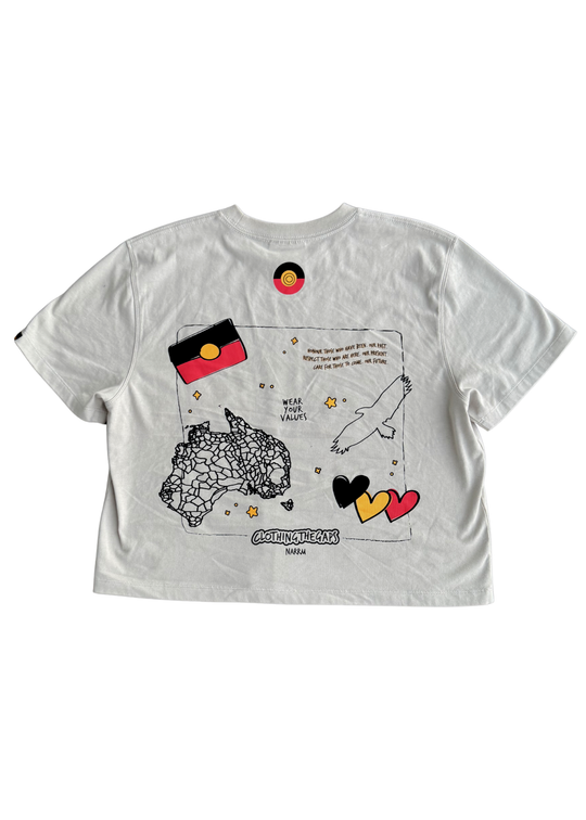 Bunjil Icon Boxy Crop Tee - Grey