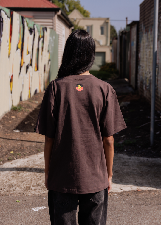 Clothing The Gaps Brown Always Legacy Tee — Retro Style Always Was Always Will Be Print Aboriginal Business Narrm