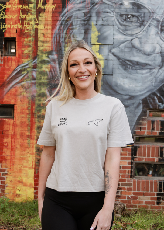 Bunjil Icon Boxy Crop Tee - Grey