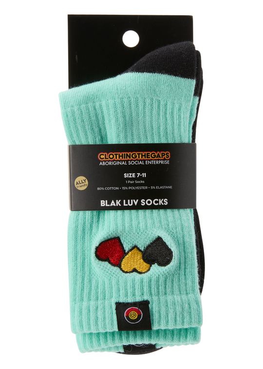 Blak Luv Socks - Aqua