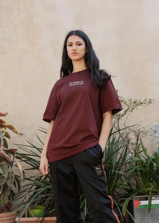 No Pride In Genocide Tee - Burgundy