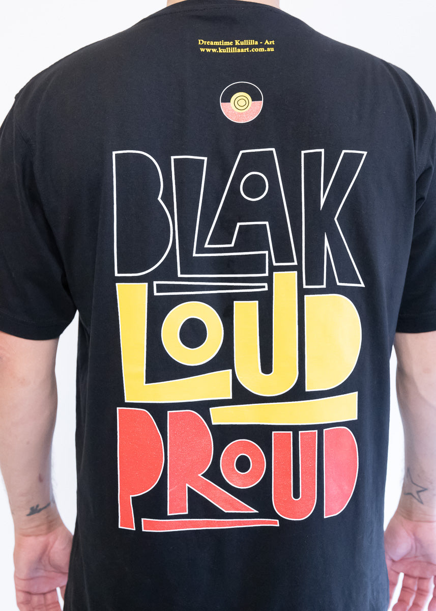 Aboriginal Flag Clothing The Gaps Black tee Blak Loud and Proud NAIDOC