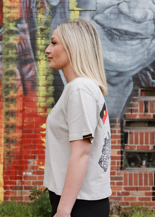 Bunjil Icon Boxy Crop Tee - Grey