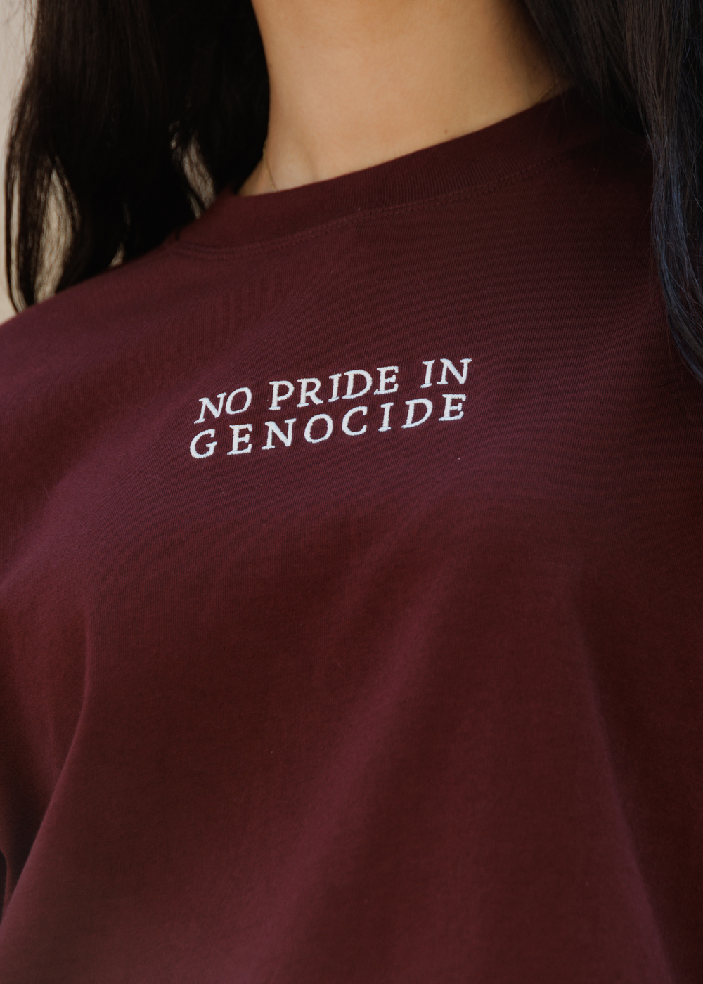 No Pride In Genocide Tee - Burgundy