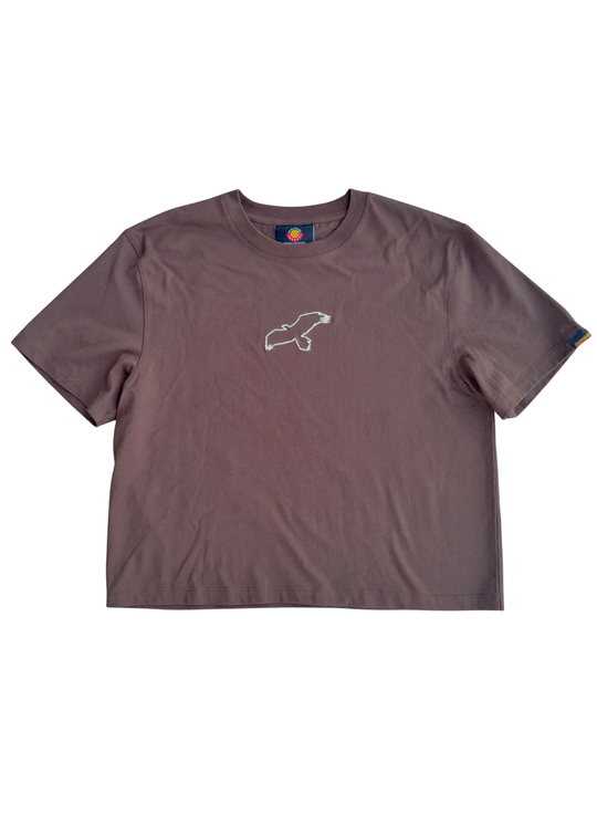 Bunjil Boxy Crop Tee - Brown