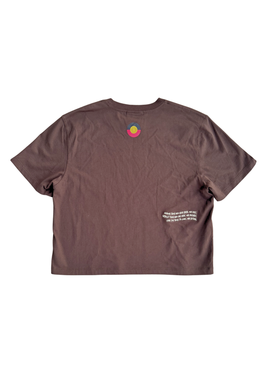 Bunjil Boxy Crop Tee - Brown