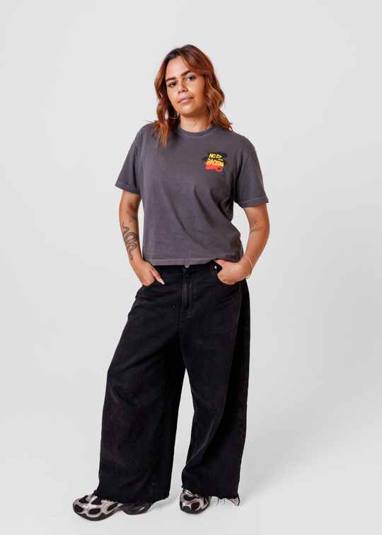 No Room For Racism Boxy Crop Tee - Vintage Black
