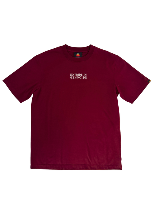 No Pride In Genocide Tee - Burgundy