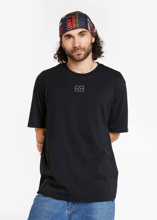 Aboriginal Tee— Black Aboriginal Flag Tee Values Embroidery Tee — Clothing The Gaps 