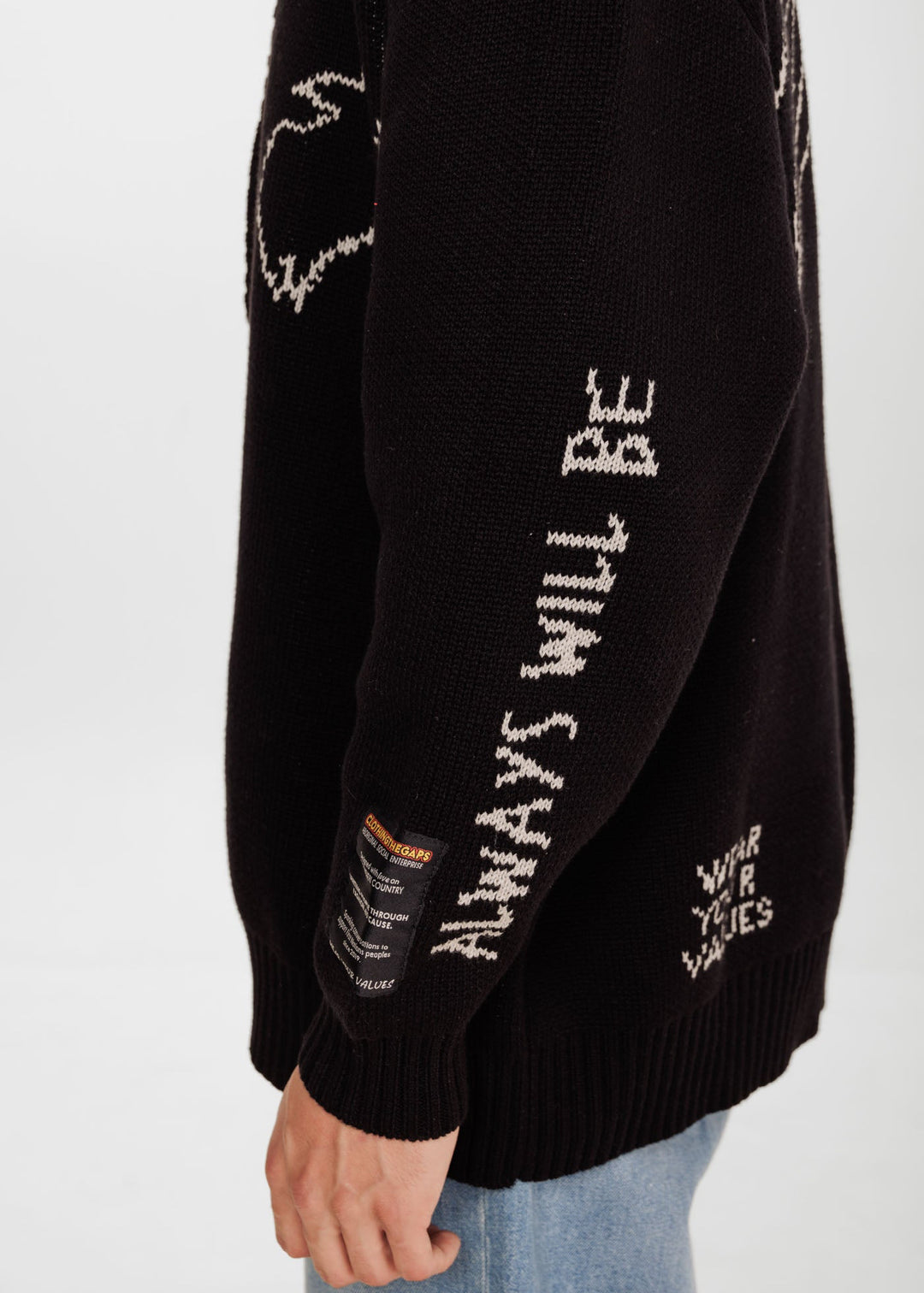 Aboriginal Cardigan Jumper Black  Always Was Always Will Be Icon Clothing The Gaps