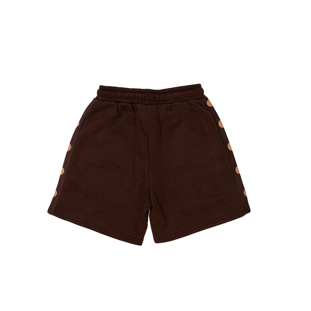 Clothing The Gaps. Chocolate Flag Shorts. Chocolate brown shorts with tonal (using lighter browns) Aboriginal flag tape down the sides. Has a elastic waist with light blue draw strings and deep pockets on Bothe sides.