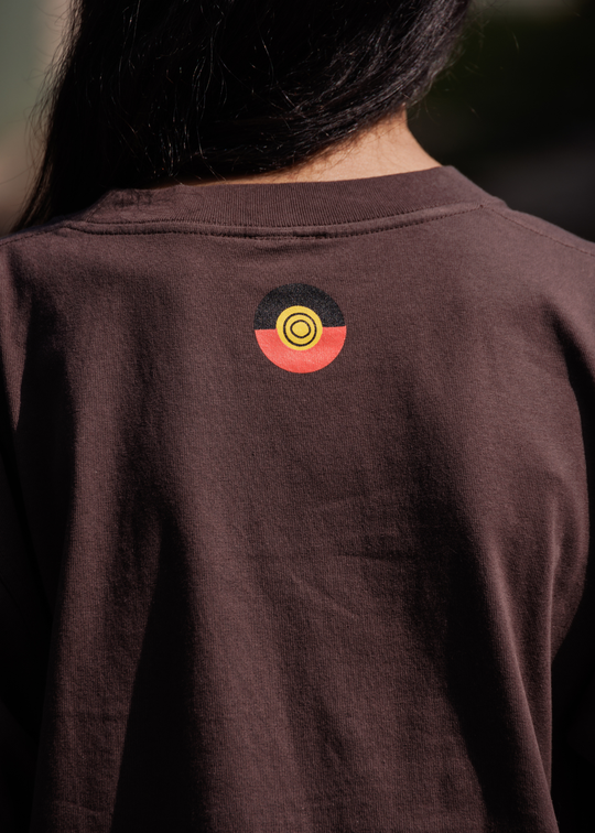 Clothing The Gaps Always Legacy Tee — Brown Retro Script Print Always Was Always Will Be First Nations Social Enterprise Melbourne