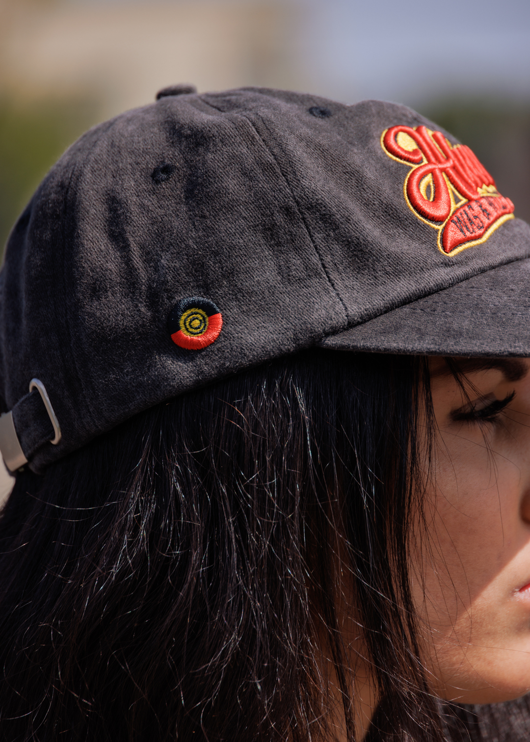 Clothing The Gaps Always Was Always Will Be Legacy Cap Faded Black — 3D Raised Embroidery Retro Cap Custom Metal Clasp First Nations Social Enterprise
