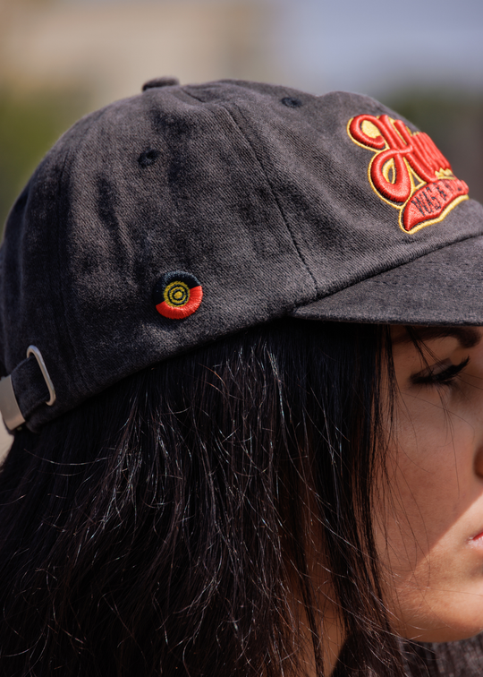 Clothing The Gaps Always Was Always Will Be Legacy Cap Faded Black — 3D Raised Embroidery Retro Cap Custom Metal Clasp First Nations Social Enterprise