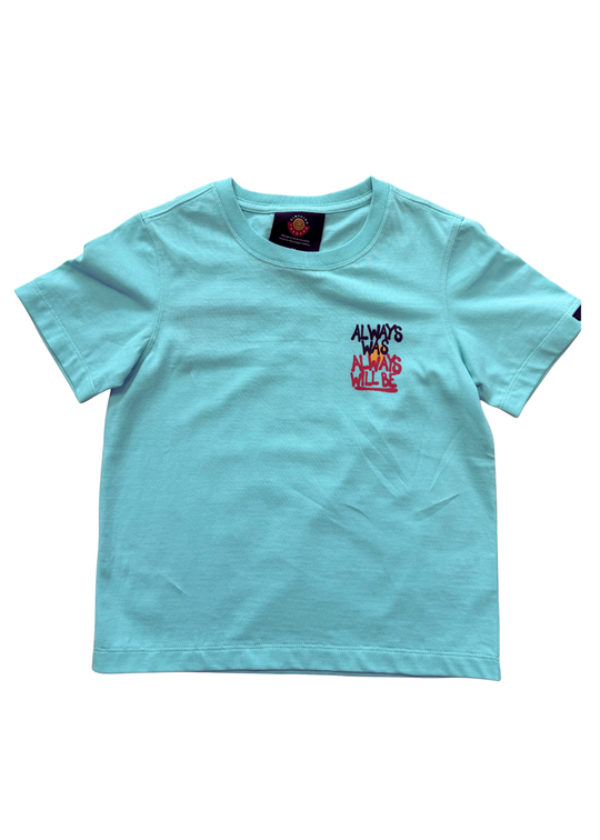 Clothing The Gaps Aqua Always Was Always Will Be Kids Tee — Aboriginal Flag Chest Back Print Sovereignty First Nations Aboriginal Owned Melbourne
