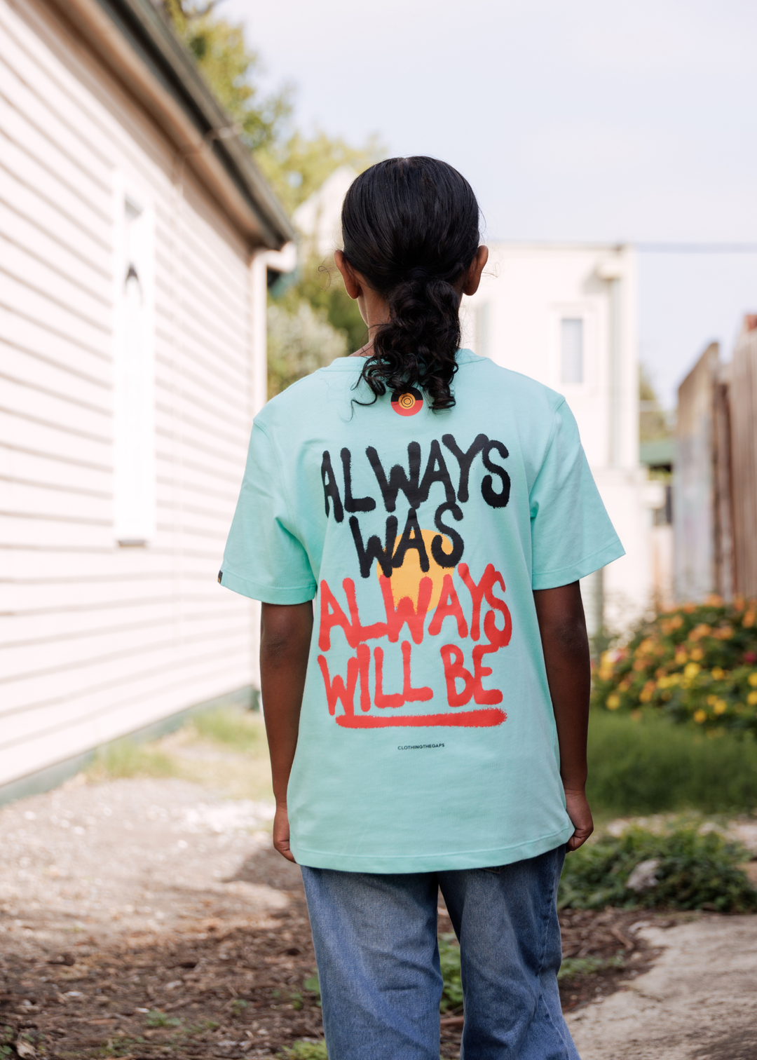 Clothing The Gaps Aqua Kids Tee Always Was Always Will Be — Aboriginal Flag Chest Print 65000 Years First Nations Owned