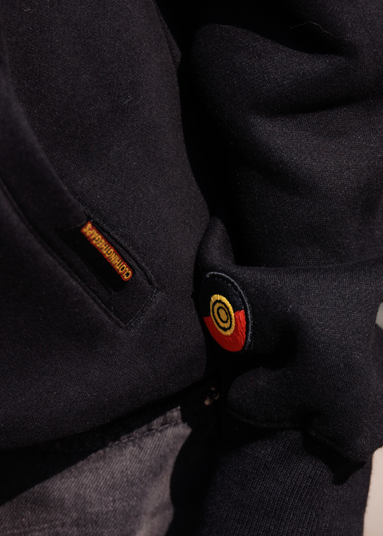 Clothing The Gaps Black Always Was Hoodie — 330GSM Fleece Always Was Always Will Be Screen Print Pocket Front Back Aboriginal Business Narrm