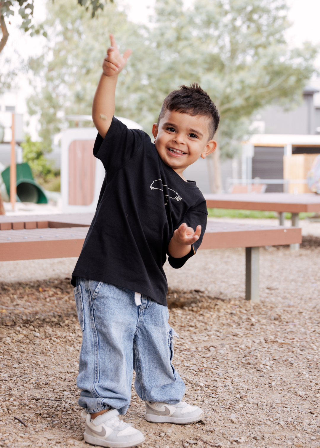 Clothing The Gaps Black Kids Bunjil Icon Tee — Kulin Nation Creator Protector Aboriginal Flag Decolonised Map Wear Your Values
