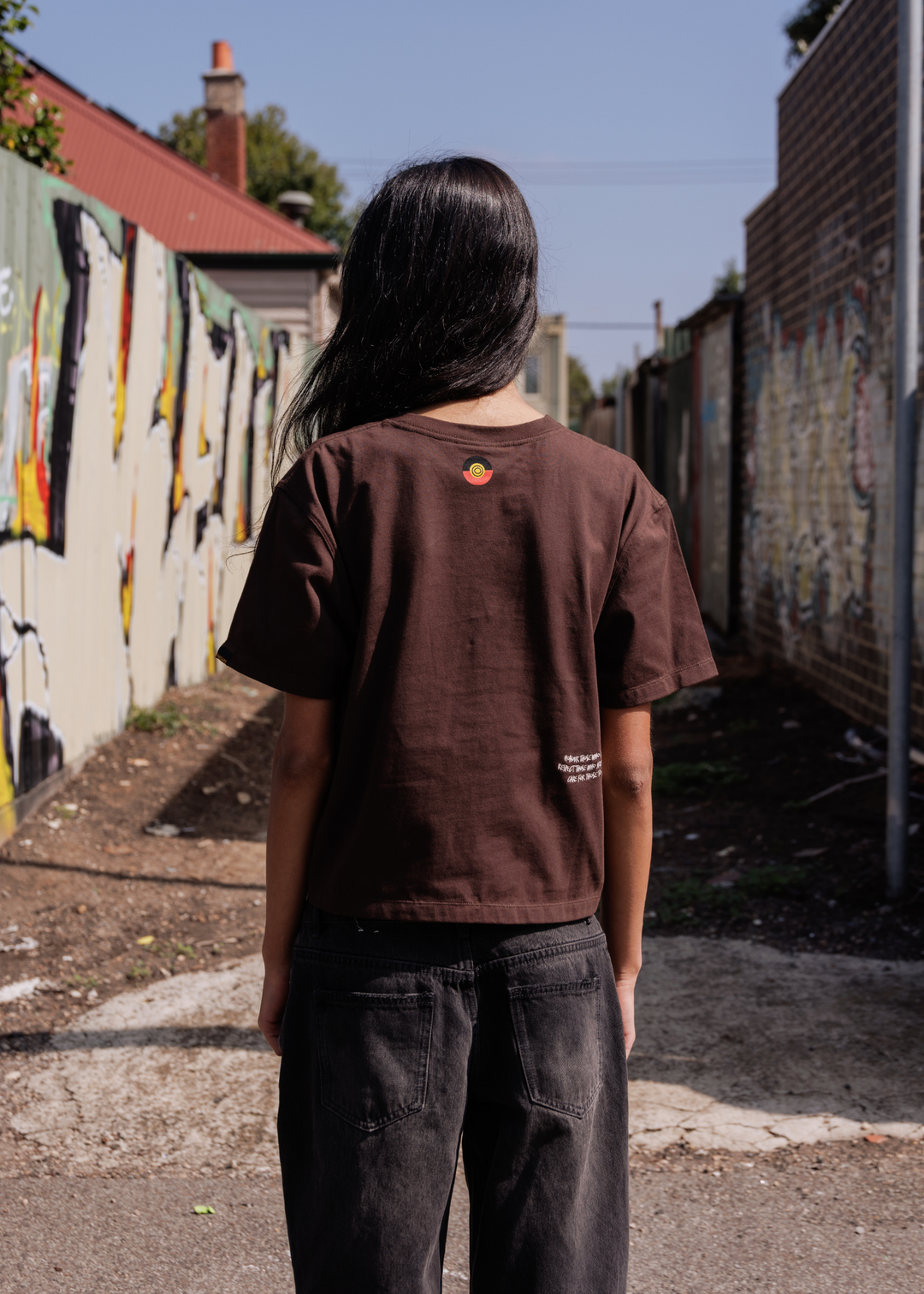 Clothing The Gaps Bunjil Icon Tee Brown Boxy — Bunjil Kulin Nation Honour Country Past Present Future First Nations Social Enterprise
