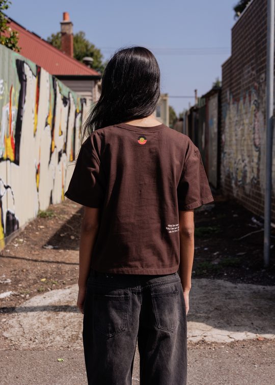 Clothing The Gaps Bunjil Icon Tee Brown Boxy — Bunjil Kulin Nation Honour Country Past Present Future First Nations Social Enterprise
