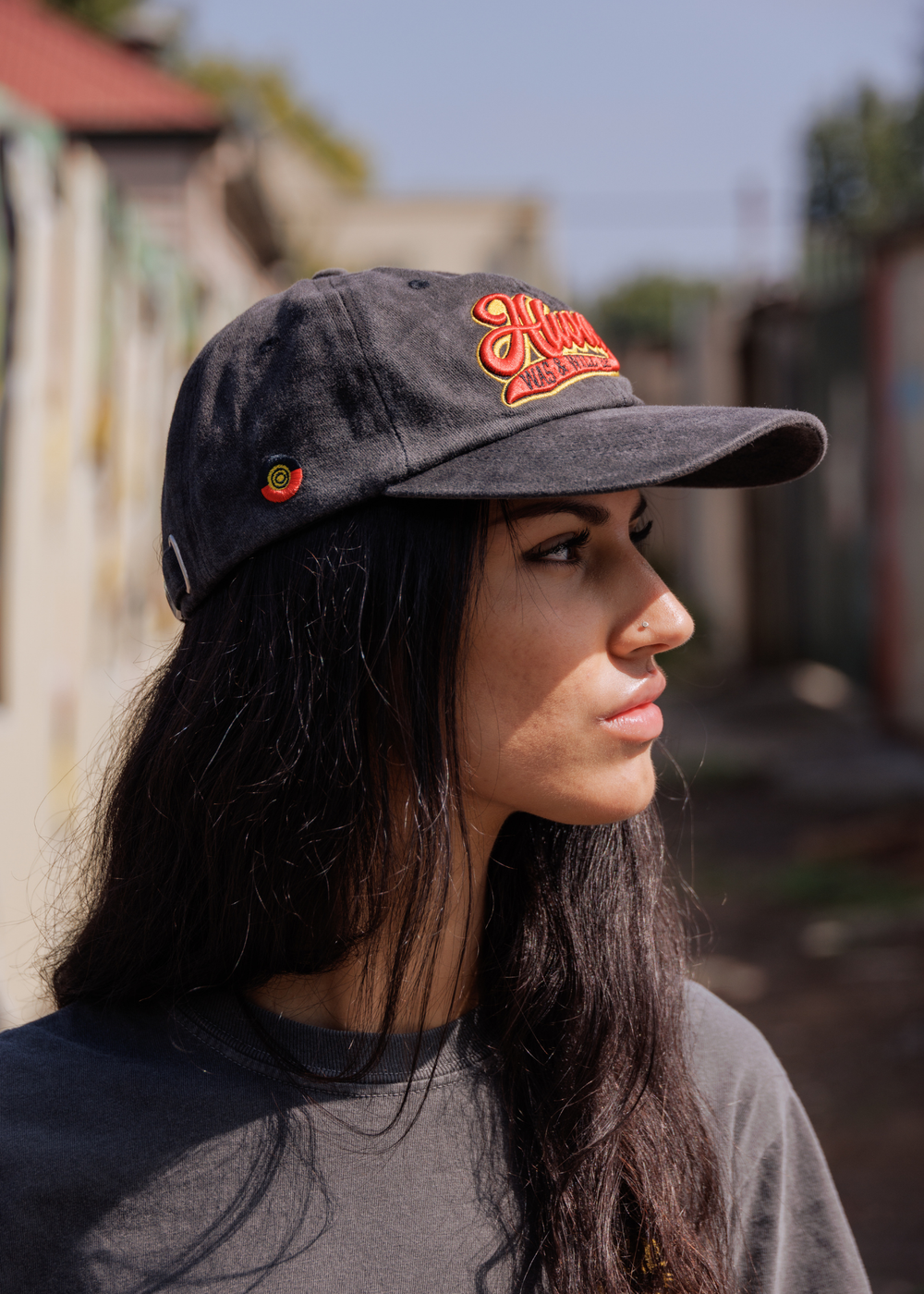 Clothing The Gaps Faded Black Always Was Always Will Be Legacy Cap — Raised 3D Embroidery Retro Feel Custom CTG Clasp Aboriginal Business Narrm
