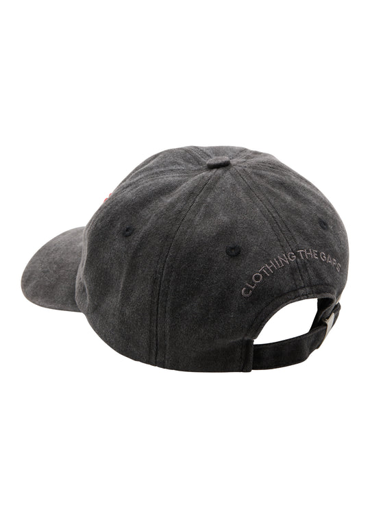 Clothing The Gaps Faded Black Legacy Cap Always Was Always Will Be — Raised 3D Embroidery Custom CTG Metal Clasp Aboriginal Business Melbourne
