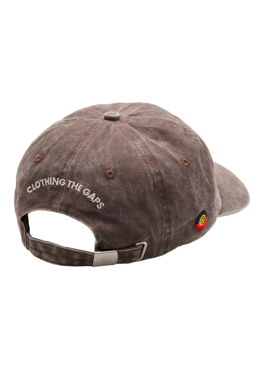 Clothing The Gaps Faded Brown Honour Country Cap — Cream Thread Honour Country Embroidery CTG Circle Logo Aboriginal Business Narrm
