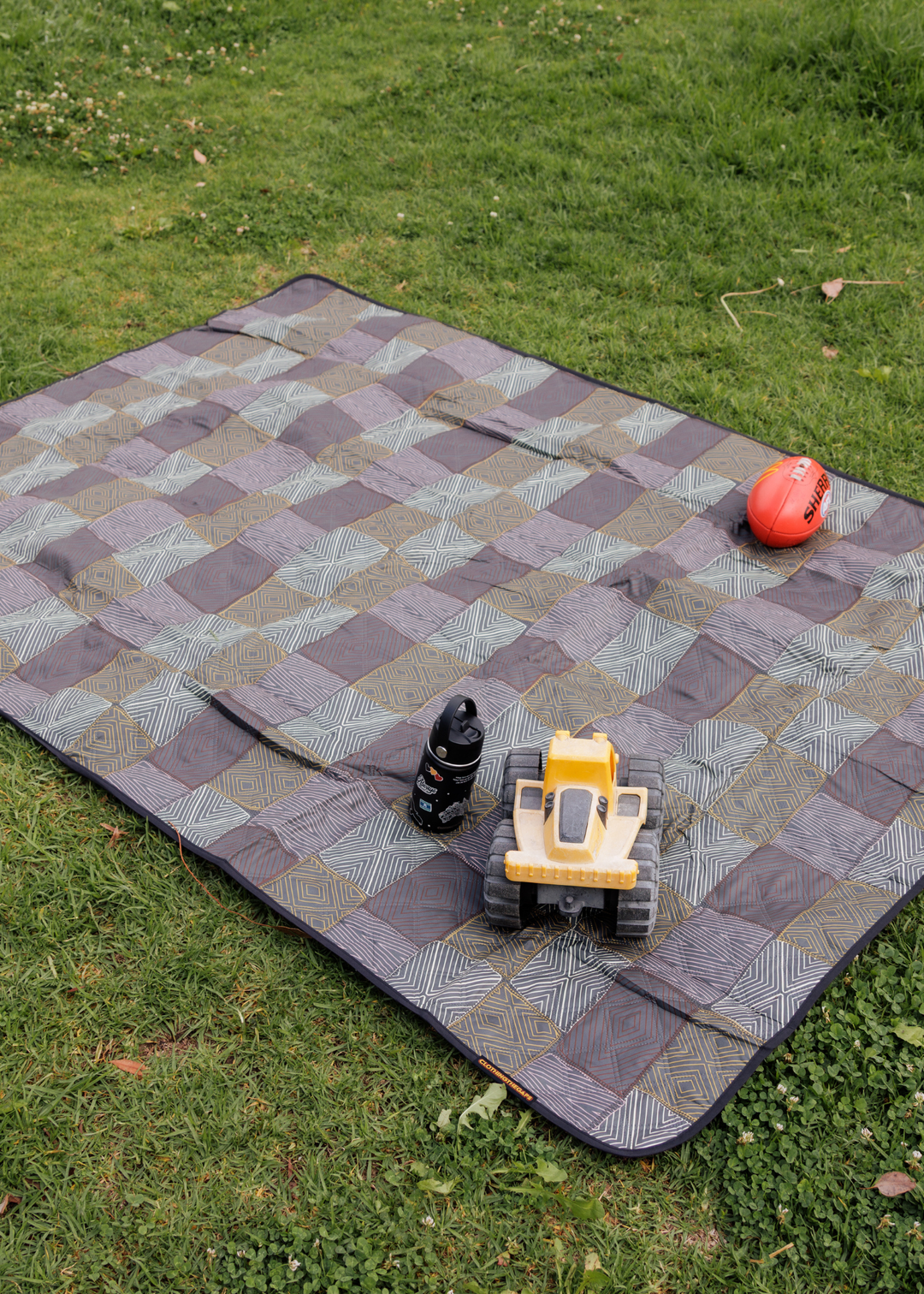 Clothing The Gaps Gathering Picnic Rug — Recycled Bottle Reversible Rug Possum Skin Cloak Print Aboriginal Brand
