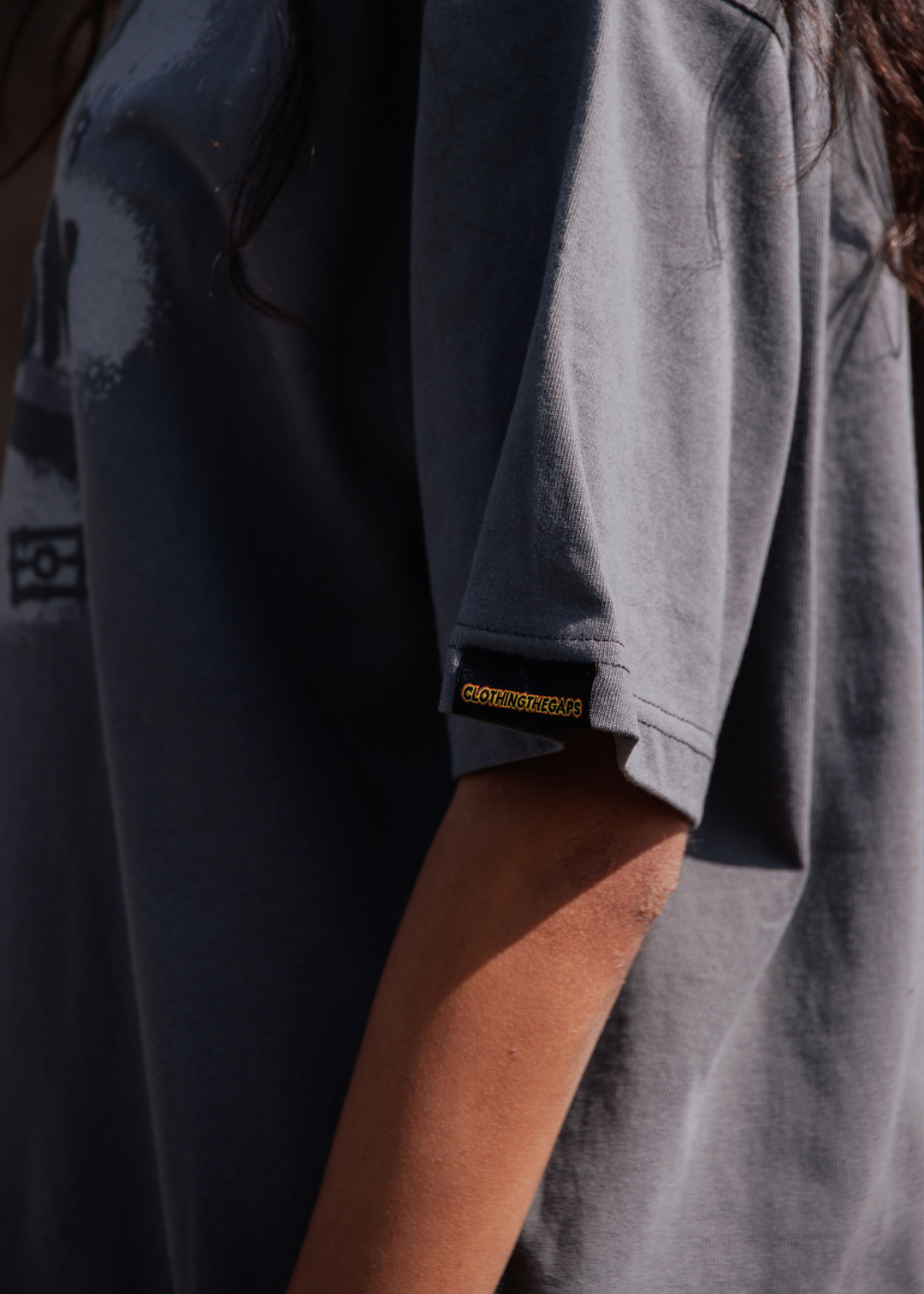 Clothing The Gaps Grey No Room For Racism Tee — Oversized Spray Paint Aboriginal Flag Screen Print Wurundjeri Country First Nations Social Enterprise