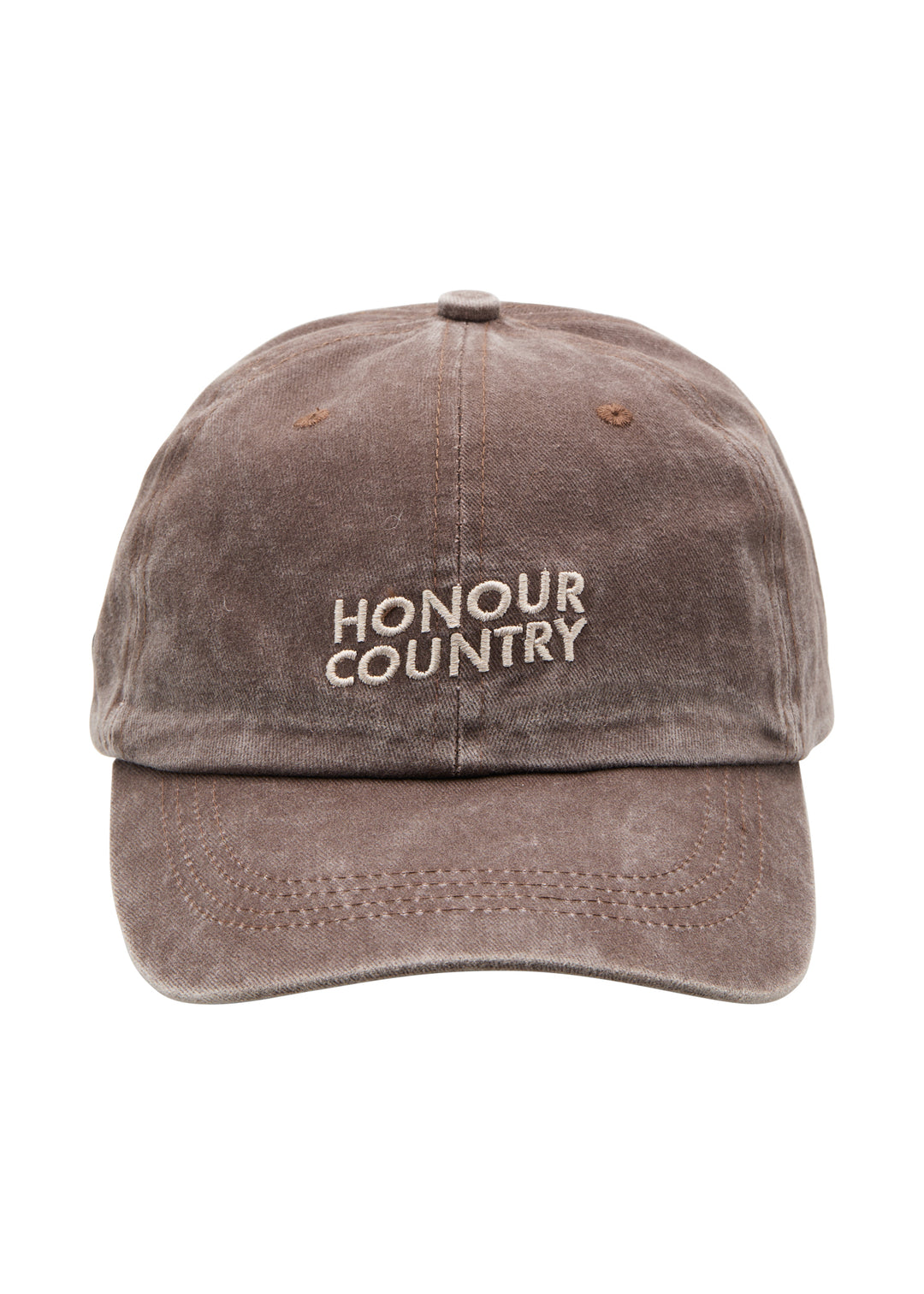Clothing The Gaps Honour Country Cap Faded Brown — Cream Embroidery Adjustable Metal Clasp CTG Circle Logo First Nations Social Enterprise