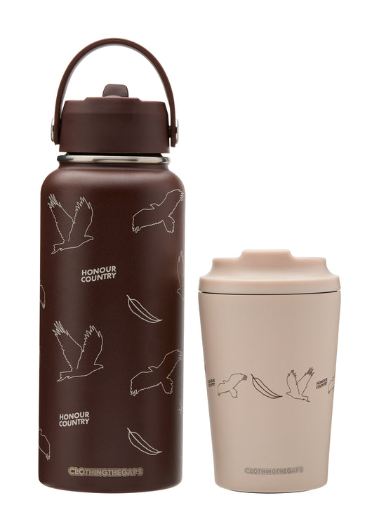 Clothing The Gaps Honour Country Cup Cream — Bunjil Wedge Tailed Eagle Kulin Nation Insulated Stainless Steel Social Enterprise