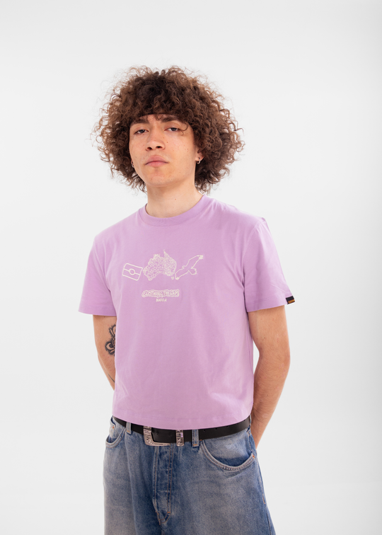 Clothing The Gaps Icon Tee — Lilac Boxy Fit Bunjil Aboriginal Flag Decolonised Map Narrm Embroidery First Nations Social Enterprise
