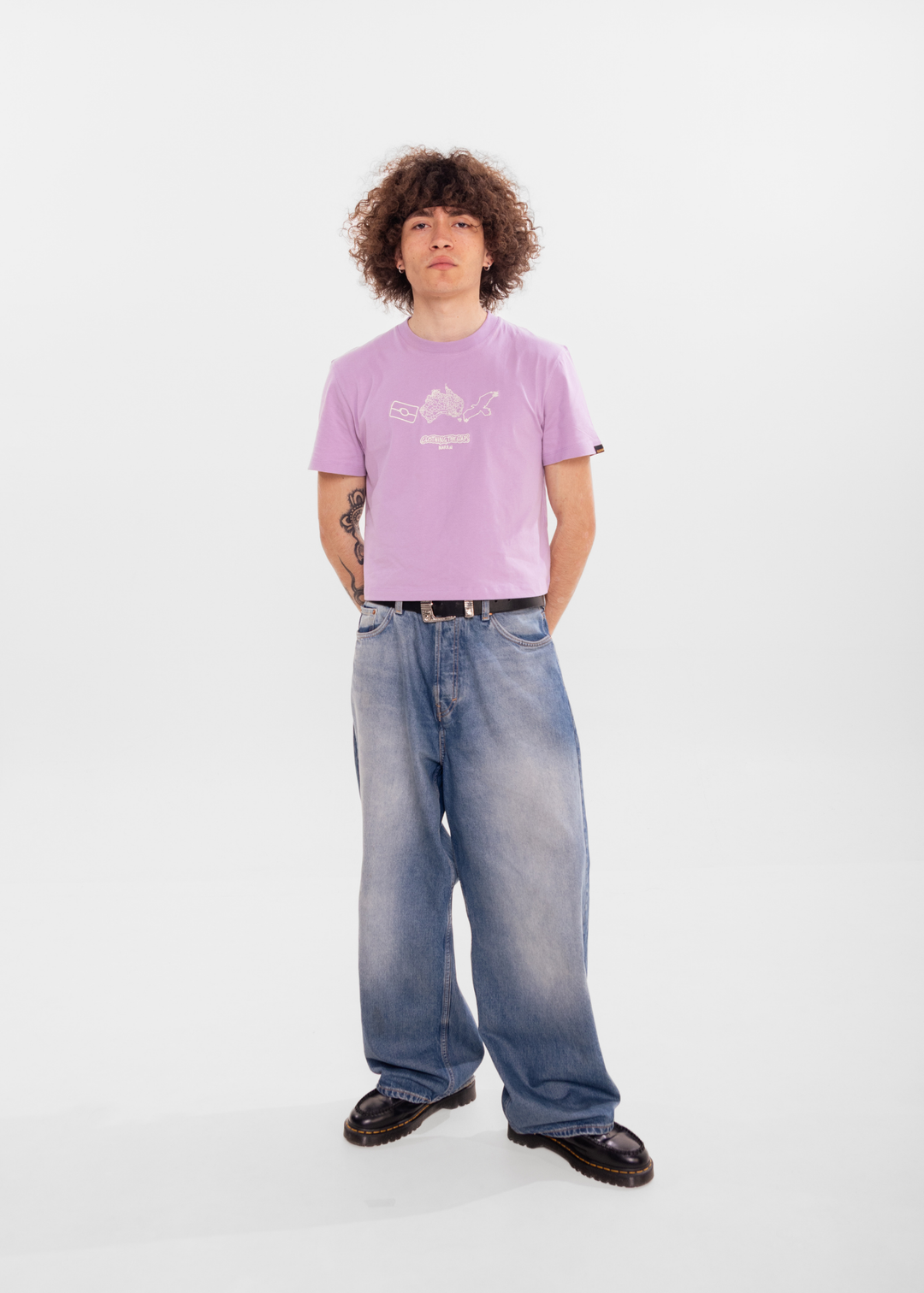 Clothing The Gaps Icon Tee Lilac — Bunjil Wedge Tailed Eagle Narrm Aboriginal Flag Decolonised Map Wurundjeri Boonwurrung Kulin Nation
