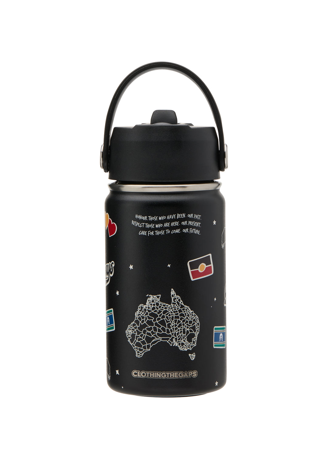 Clothing The Gaps Icon Water Bottle Ally Friendly — 340ml BPA Free Double Walled Bunjil Aboriginal Torres Strait Islander Flag Narrm
