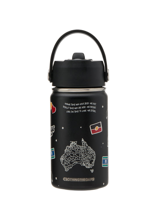 Clothing The Gaps Icon Water Bottle Ally Friendly — 340ml BPA Free Double Walled Bunjil Aboriginal Torres Strait Islander Flag Narrm
