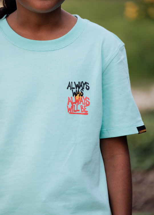 Clothing The Gaps Kids Aqua Tee Always Was Always Will Be — Aboriginal Flag Chest Print Durable Cotton First Nations Fashion
