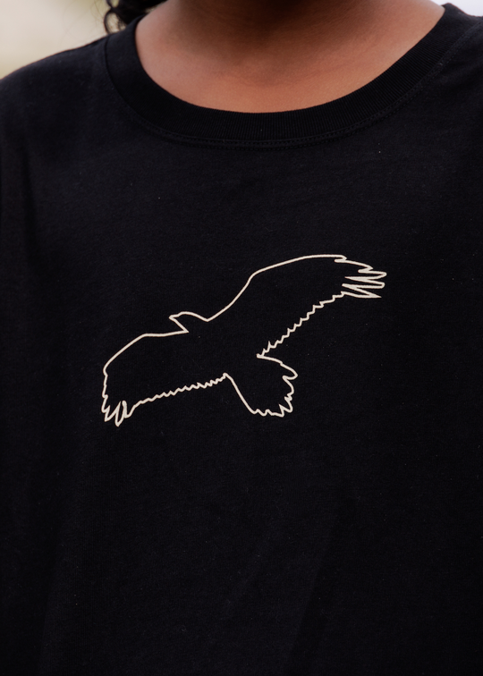 Clothing The Gaps Kids Bunjil Icon Tee Black — Bunjil Kulin Nation Aboriginal Flag Decolonised Map Wear Your Values Aboriginal Owned Melbourne
