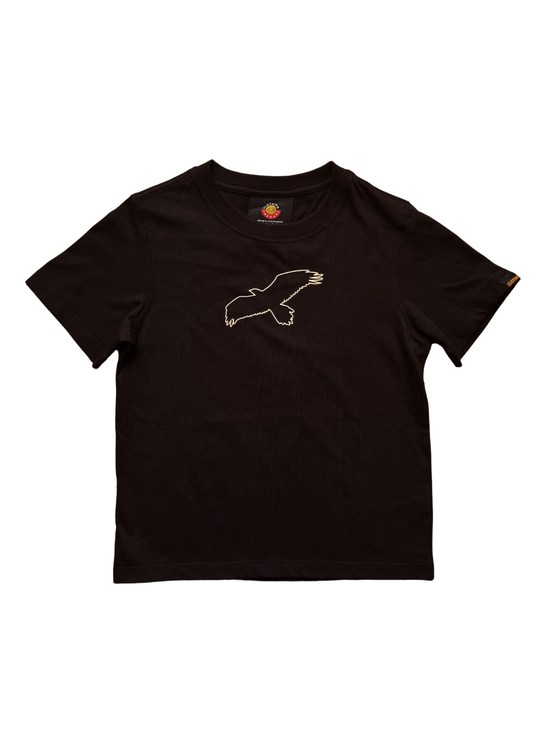 Clothing The Gaps Kids Bunjil Icon Tee Black — Bunjil Kulin Nation Aboriginal Flag Decolonised Map Wear Your Values Aboriginal Owned Melbourne
