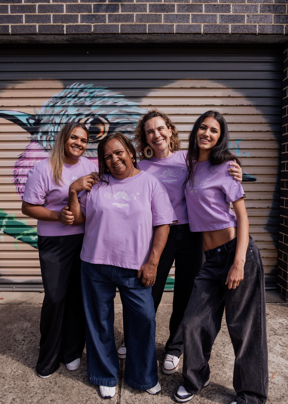 Clothing The Gaps Lilac Icon Tee — Bunjil Wedge Tailed Eagle Aboriginal Flag Decolonised Map Narrm Kulin Nation Aboriginal Business