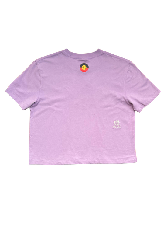 Clothing The Gaps Lilac Icon Tee — Narrm Bunjil Wedge Tailed Eagle Aboriginal Flag Decolonised Map Kulin Nation First Nations Social Enterprise
